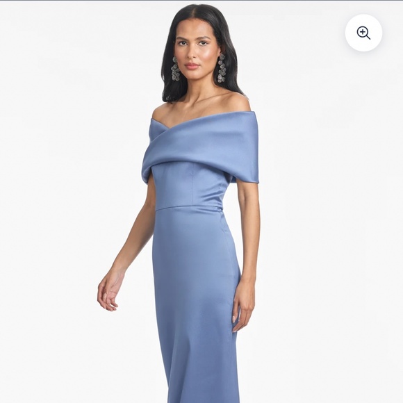 Sachin + Babi Strapless Satin Gown in Dusty Blue